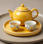 Glossy Lemon Yellow Blossom Tea Set