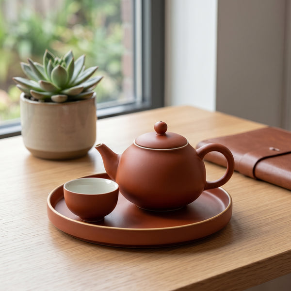 Matte Terracotta Ceramic Solo Tea Set