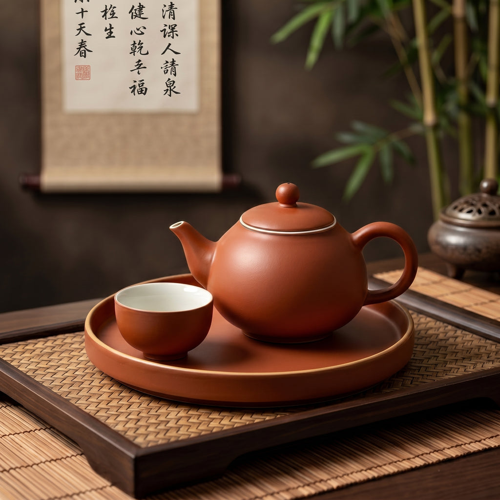 Matte Terracotta Ceramic Solo Tea Set