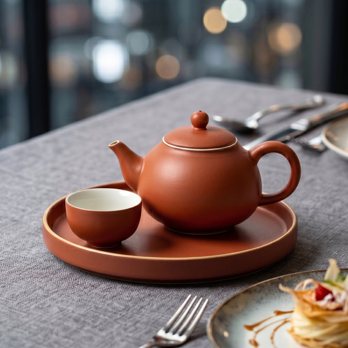 Matte Terracotta Ceramic Solo Tea Set