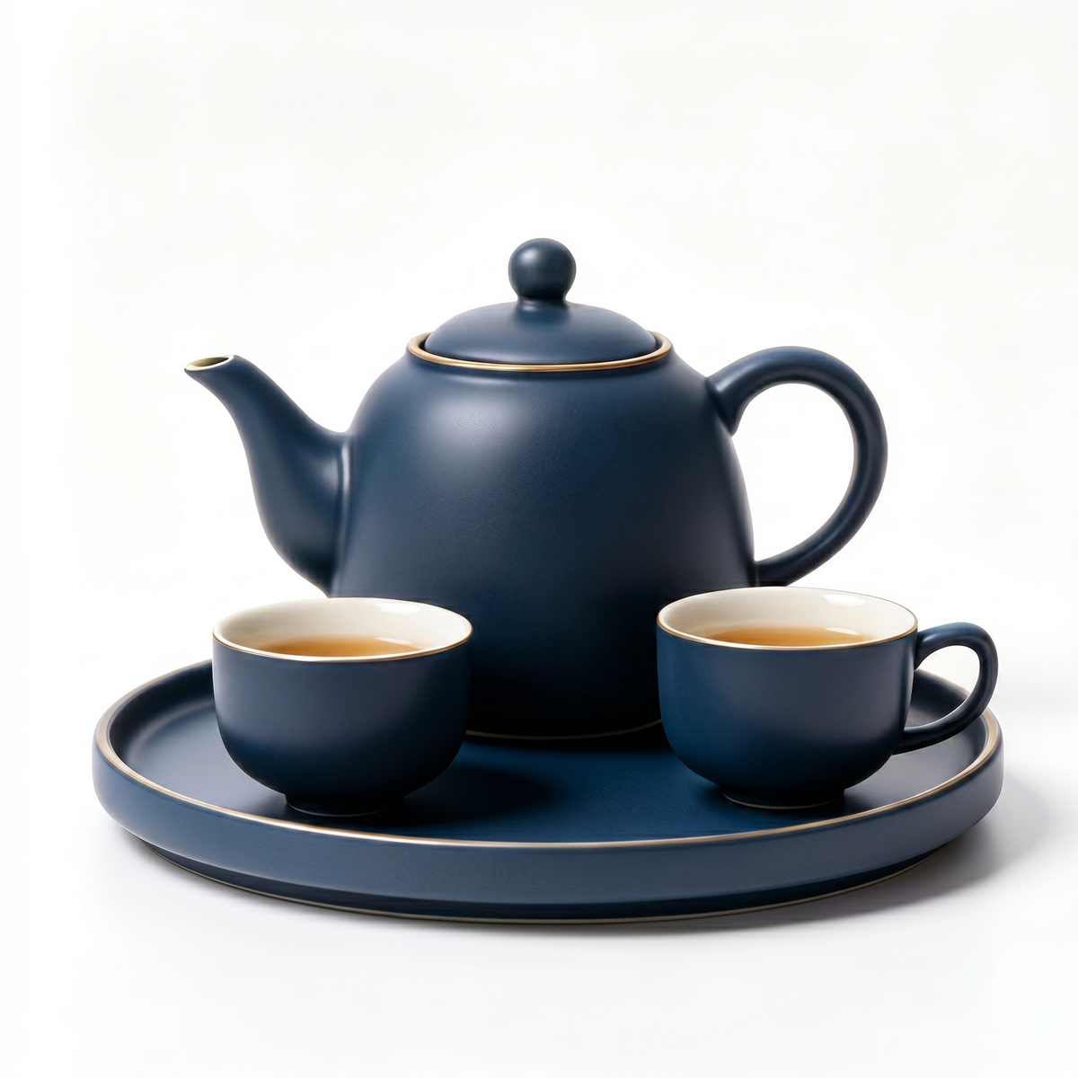 Matte Navy Blue Ceramic Tea Set
