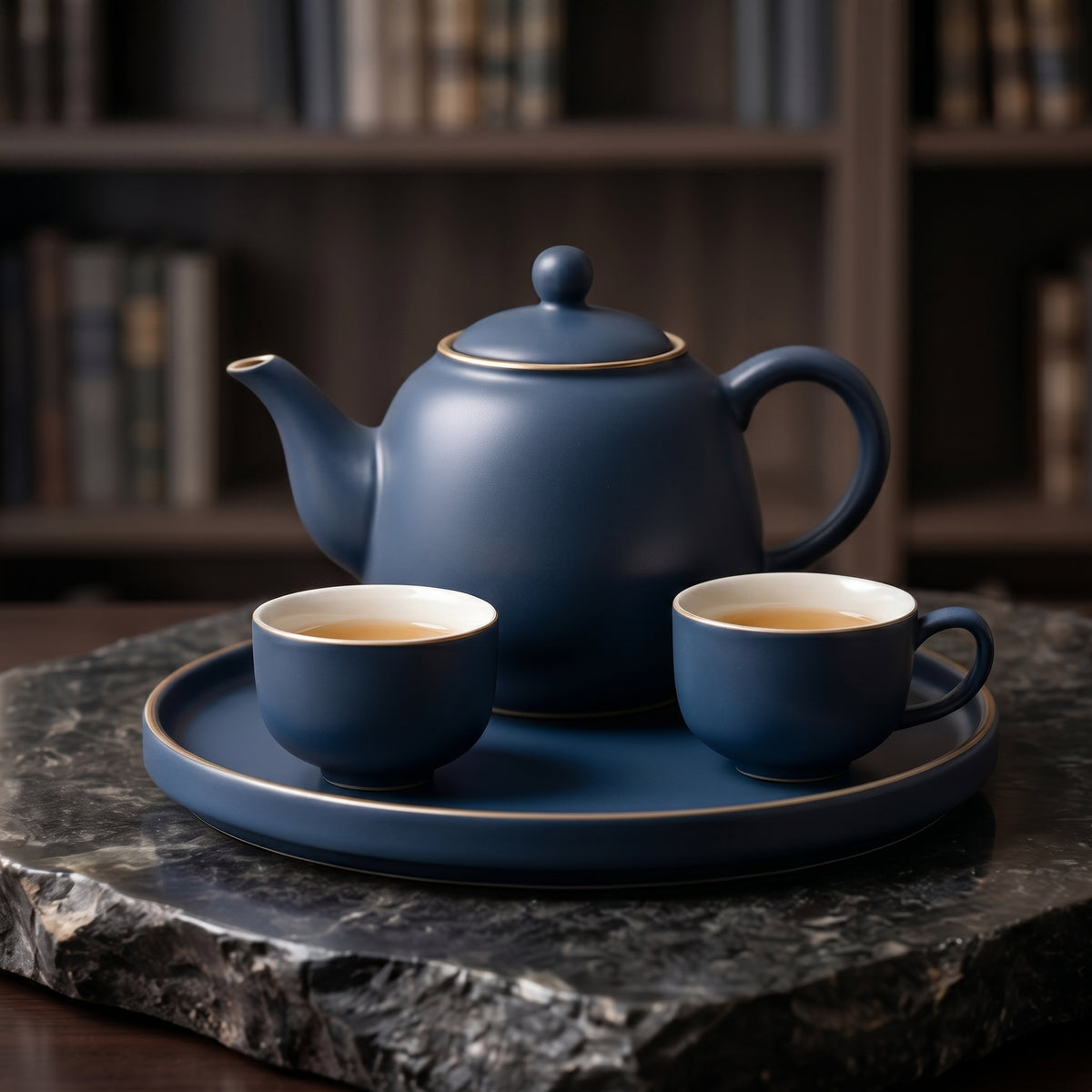 Matte Navy Blue Ceramic Tea Set