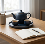 Matte Navy Blue Ceramic Tea Set