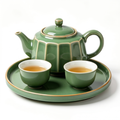 Fluted Jade Green Ceramic Tea Set