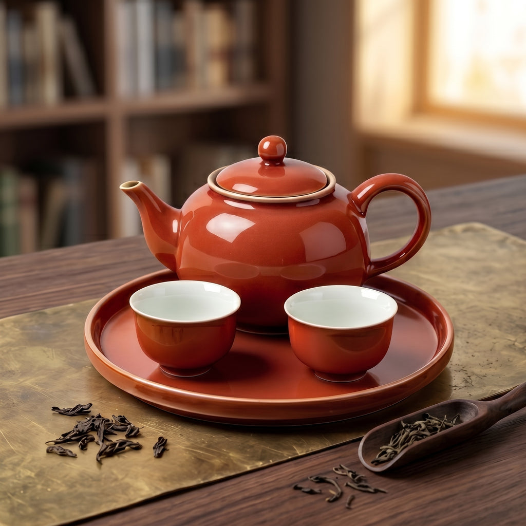 Glossy Terracotta Ceramic Tea Set