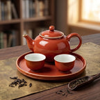 Glossy Terracotta Ceramic Tea Set