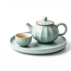 Fluted Pale Mint Ceramic Solo Tea Set