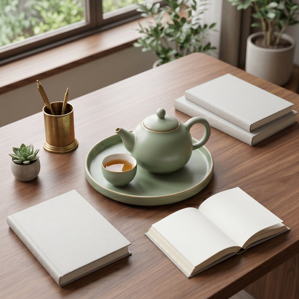 Matte Sage Green Ceramic Solo Tea Set