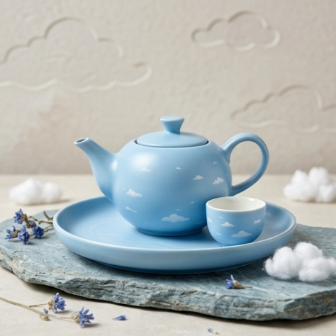 Cerulean Sky Cloud Ceramic Tea Set