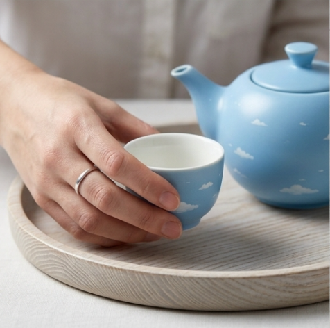 Cerulean Sky Cloud Ceramic Tea Set